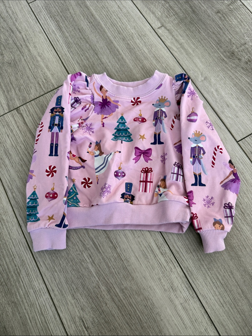 Little Sleepies Play Pink Nutcracker Ballet Holiday Pullover Crewneck 6-12 month